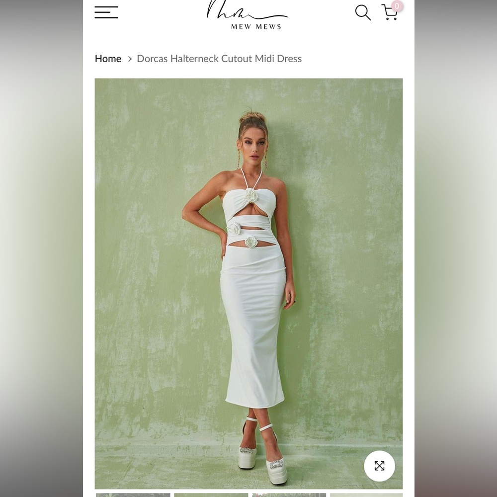 White Dorcas Halterneck Cutout MIDI